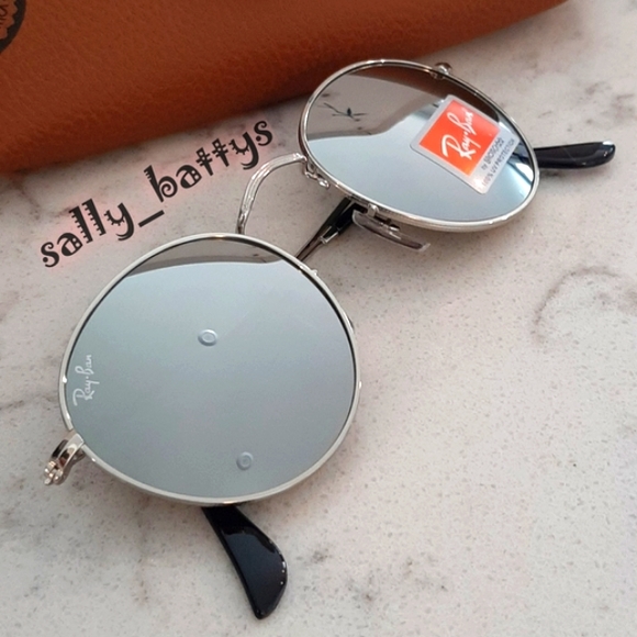 RayBan (Store Display) Round Metal Reflective Silver RB3447 Mirror - Picture 6 of 14
